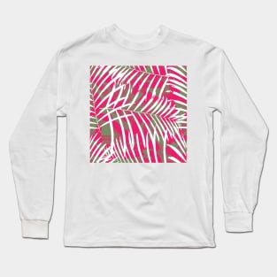 Palm Leaves And Pencil Draw Pattern Seamless Long Sleeve T-Shirt